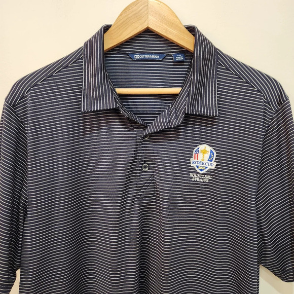 Cutter & Buck Polo Shirt Mens Large Blue 2020 Ryder Cup Whistling Straits Golf - Picture 2 of 10